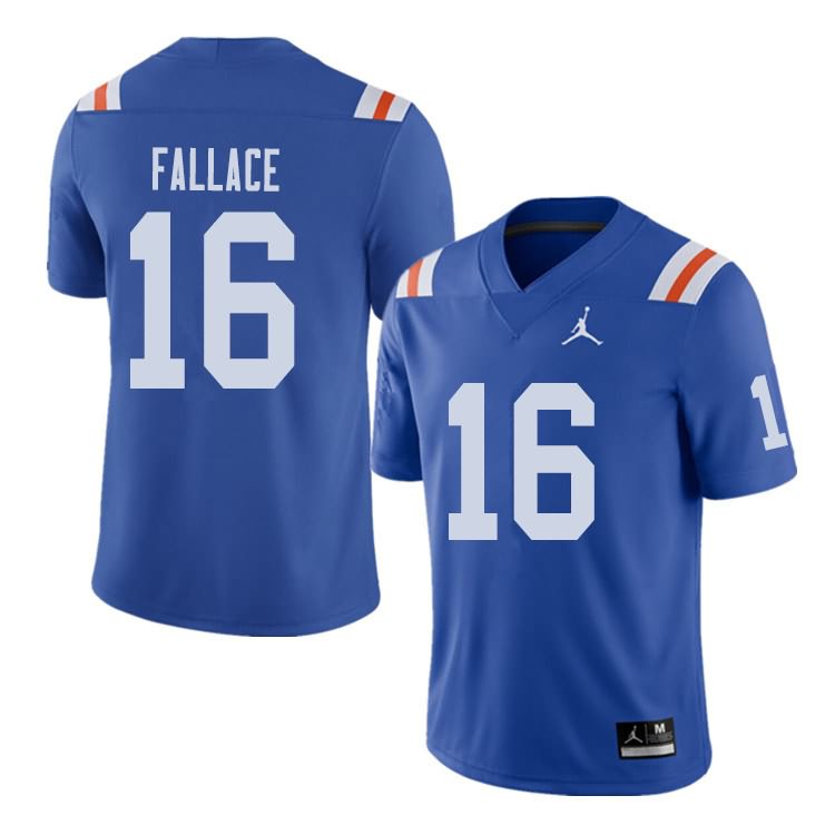 NCAA Florida Gators Brian Fallace Men's #16 Jordan Brand Alternate Royal Throwback Stitched Authentic College Football Jersey OOE1064BW